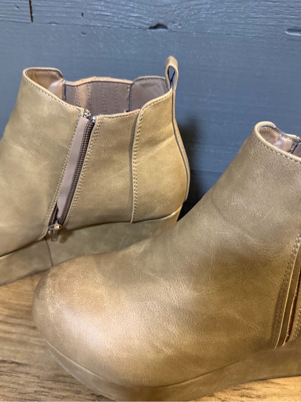 Pierre Dumas Tan Wedge Ankle Booties